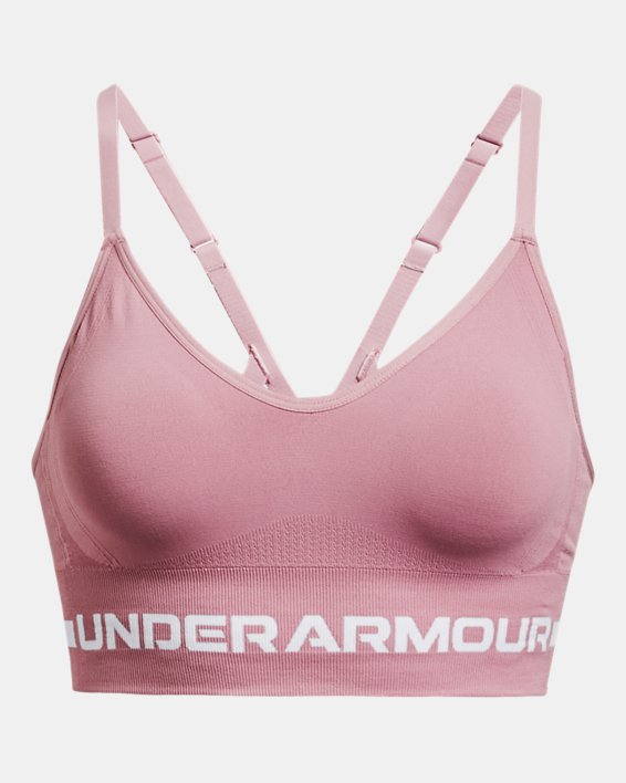 Women's UA Seamless Low Long Sports Bra in Pink image number 10